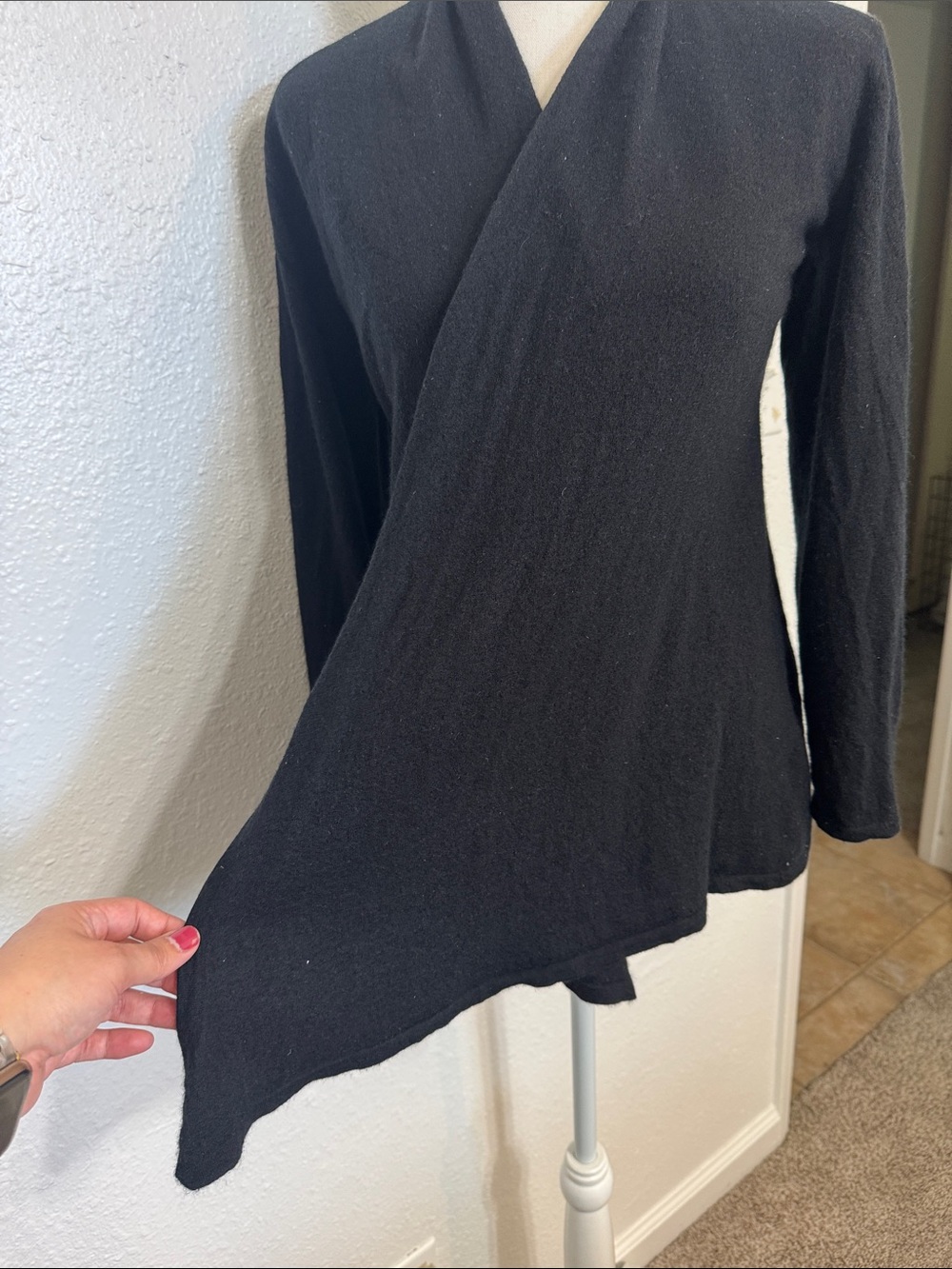 Gigi Reaume Cashmere Cardigan Open-Front Women’s Size Small Black Quiet Luxury - Picture 2 of 8
